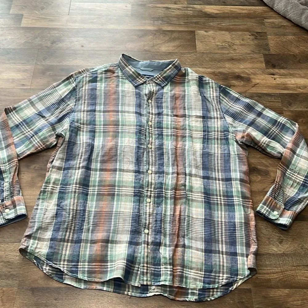 Tommy Bahama 100% linen long sleeve button down shirt size 3XL